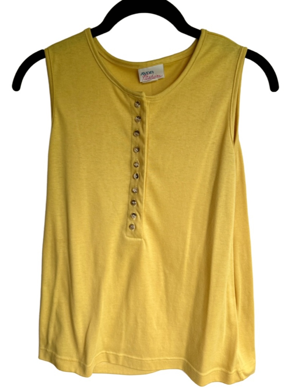Vintage Avon Yellow Henley Button-Front Tank